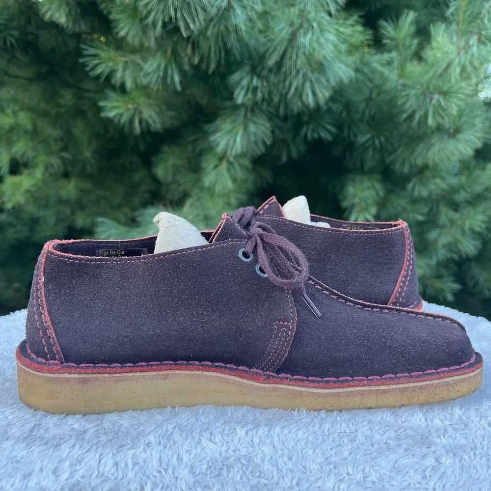 Clarks Originals Desert Trek Mens 9M Brown Suede Red Stitch Crepe Sole 62146